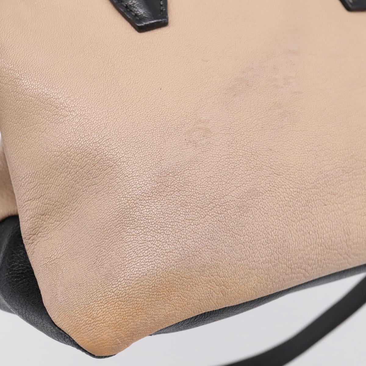 Miu Miu Hand Bag Leather 2way Beige Gold Tone Auth bs37100