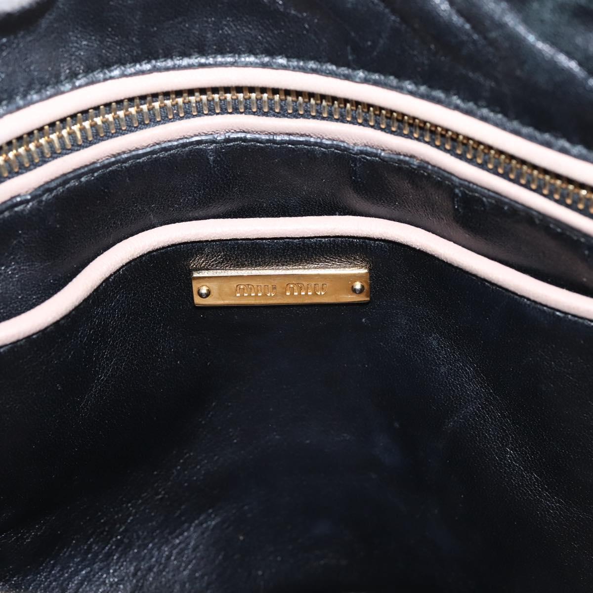 Miu Miu Hand Bag Leather 2way Beige Gold Tone Auth bs37100