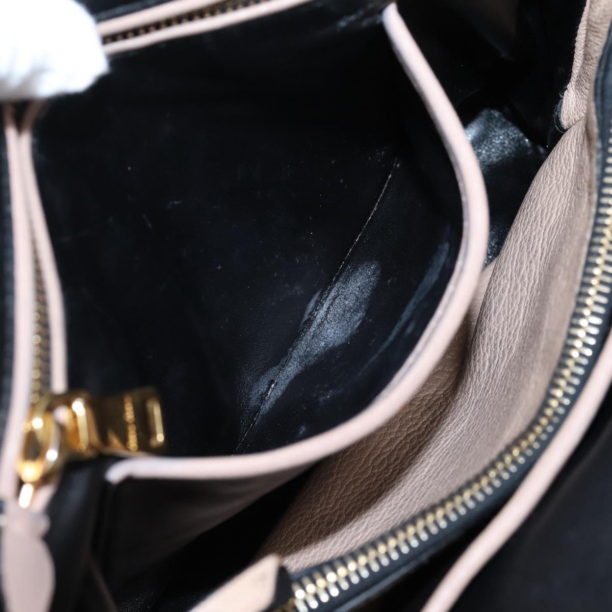Miu Miu Hand Bag Leather 2way Beige Gold Tone Auth bs37100