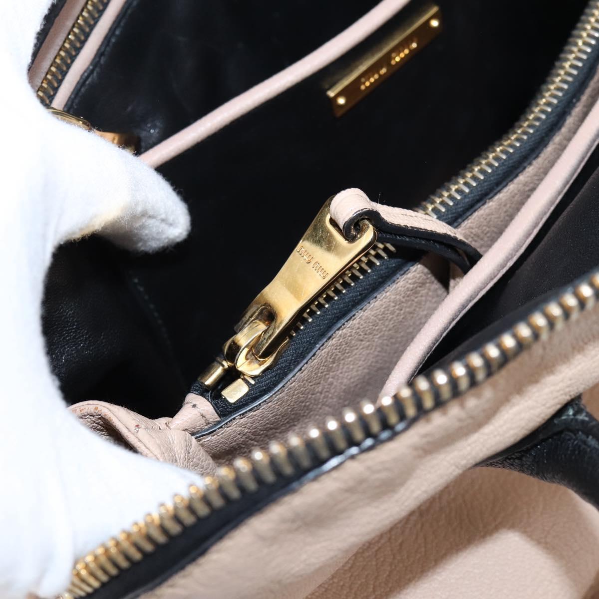 Miu Miu Hand Bag Leather 2way Beige Gold Tone Auth bs37100