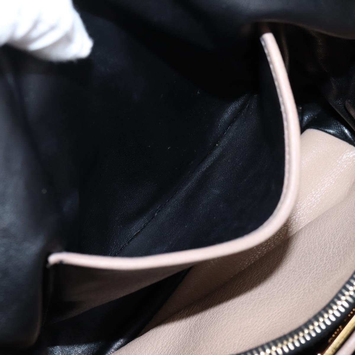 Miu Miu Hand Bag Leather 2way Beige Gold Tone Auth bs37100