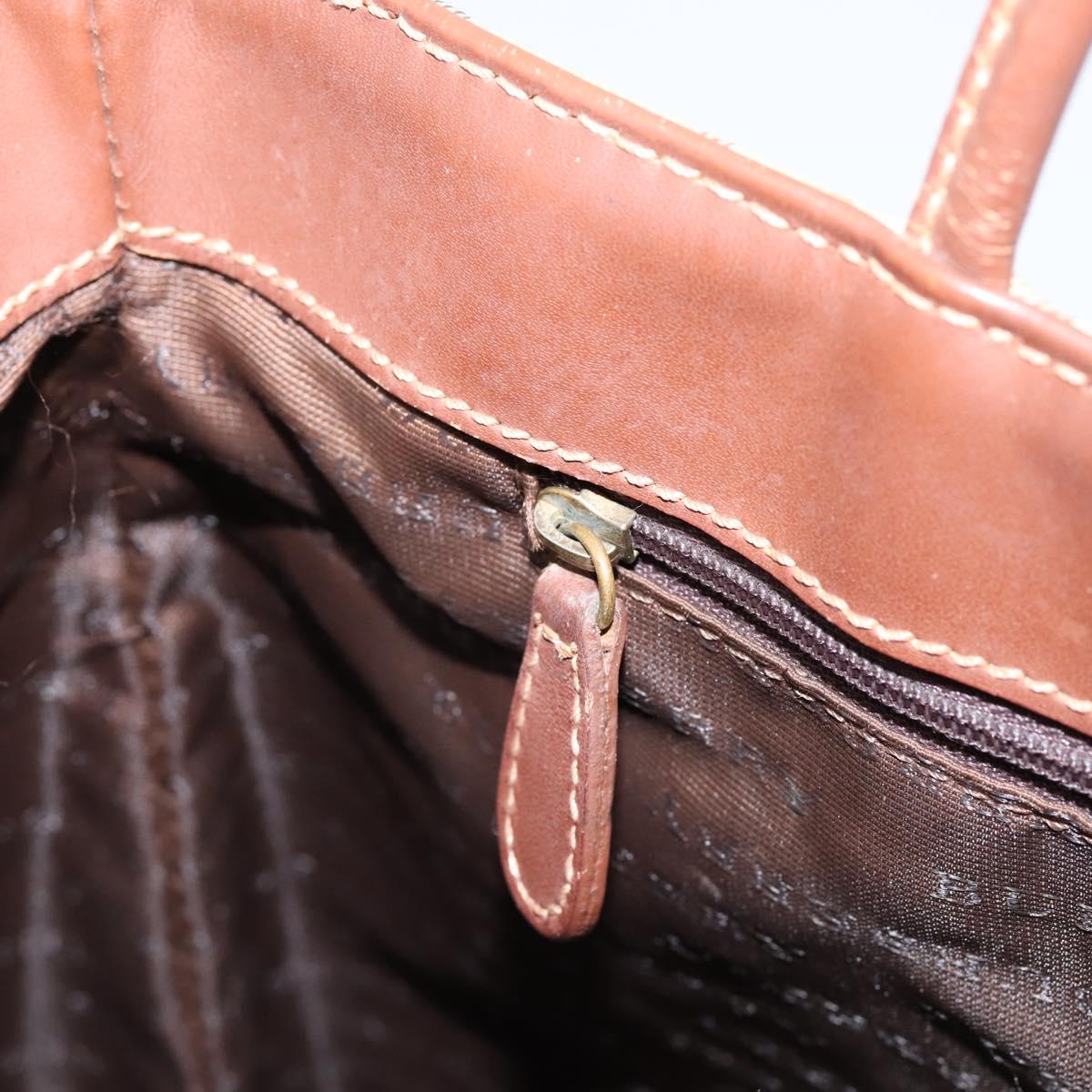 BURBERRY Nova Check Hand Bag PVC Leather Beige Auth bs37101