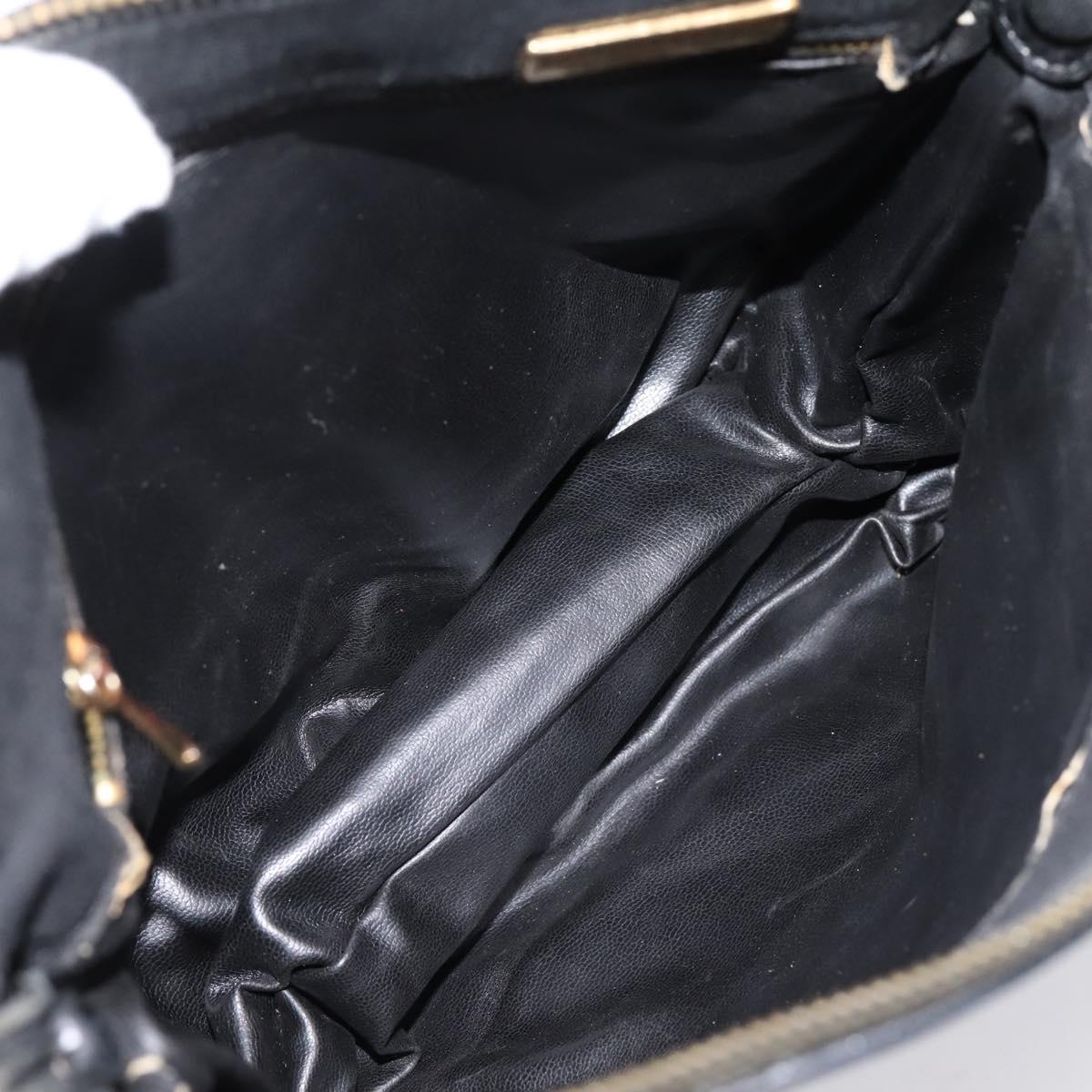 BOTTEGA VENETA Shoulder Bag Canvas Black Silver Auth bs37102