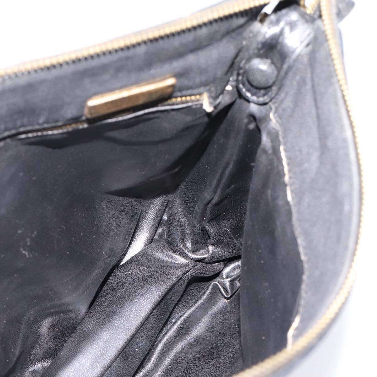 BOTTEGA VENETA Shoulder Bag Canvas Black Silver Auth bs37102