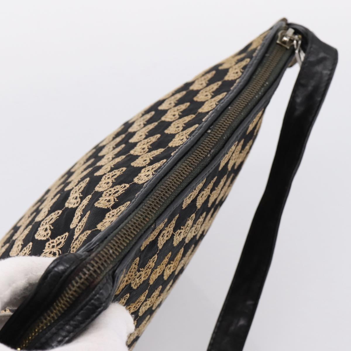 BOTTEGA VENETA Shoulder Bag Canvas Black Silver Auth bs37102