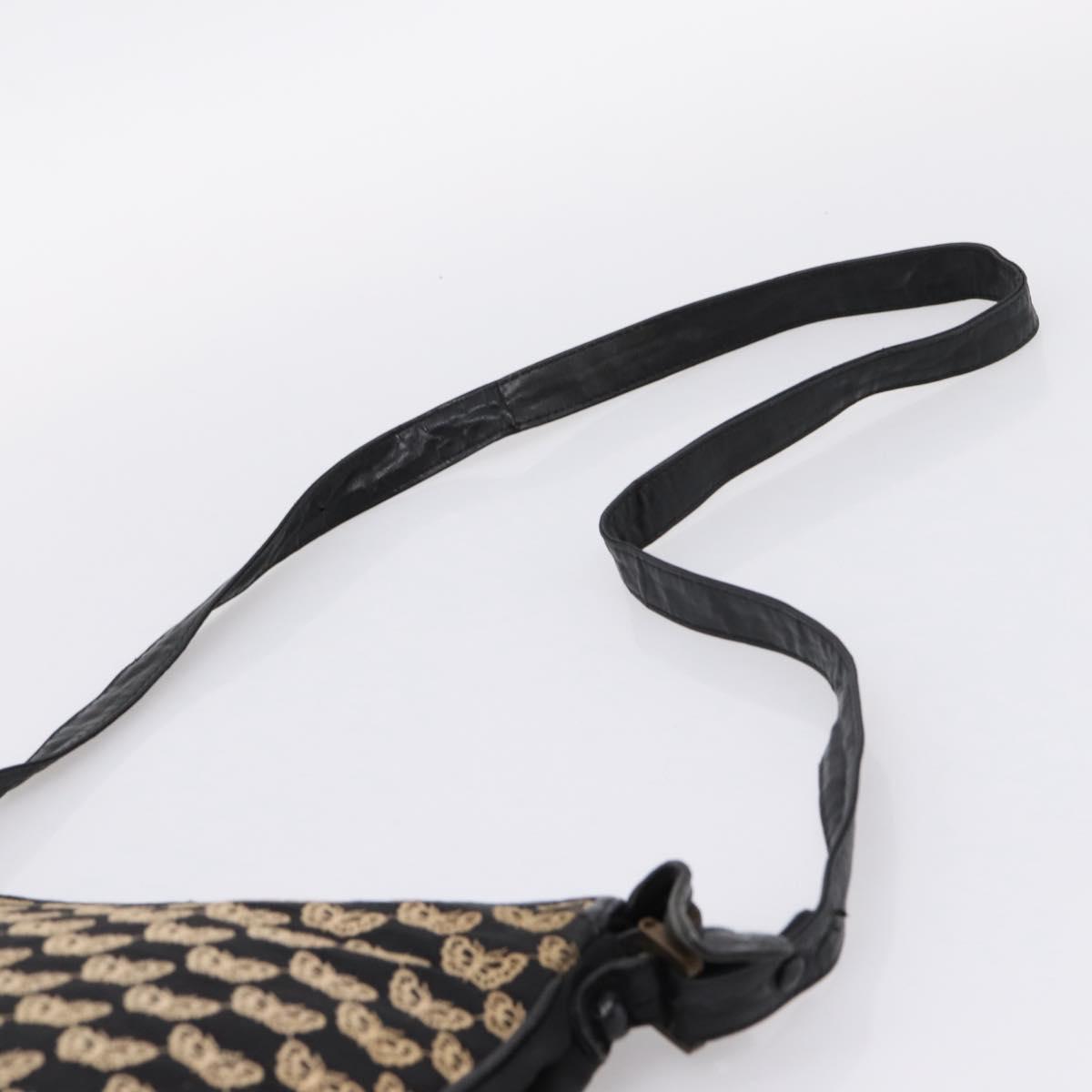 BOTTEGA VENETA Shoulder Bag Canvas Black Silver Auth bs37102