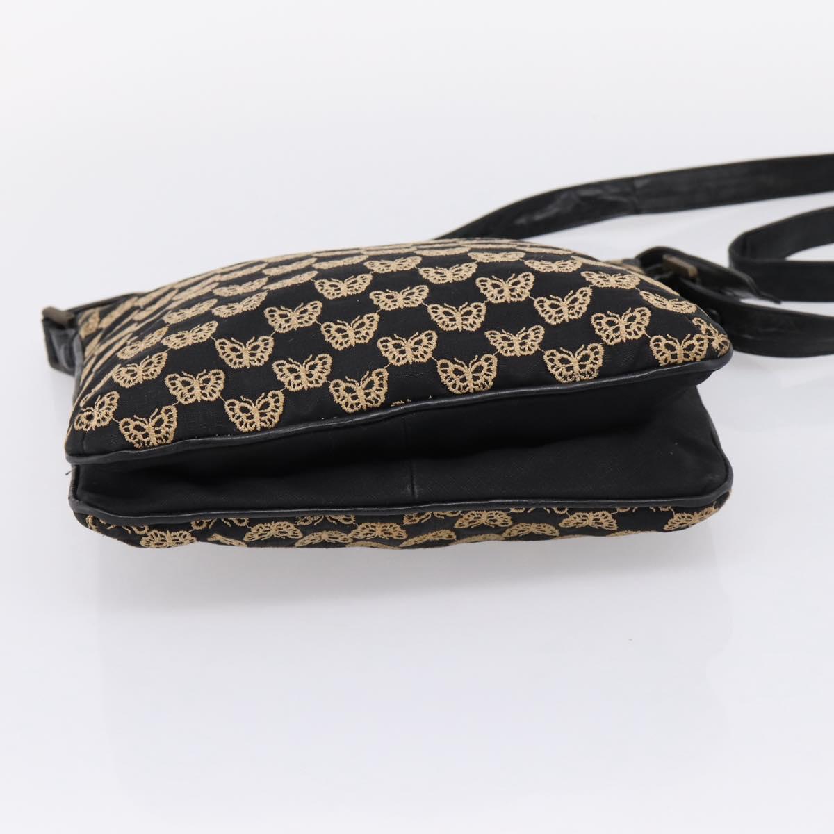 BOTTEGA VENETA Shoulder Bag Canvas Black Silver Auth bs37102