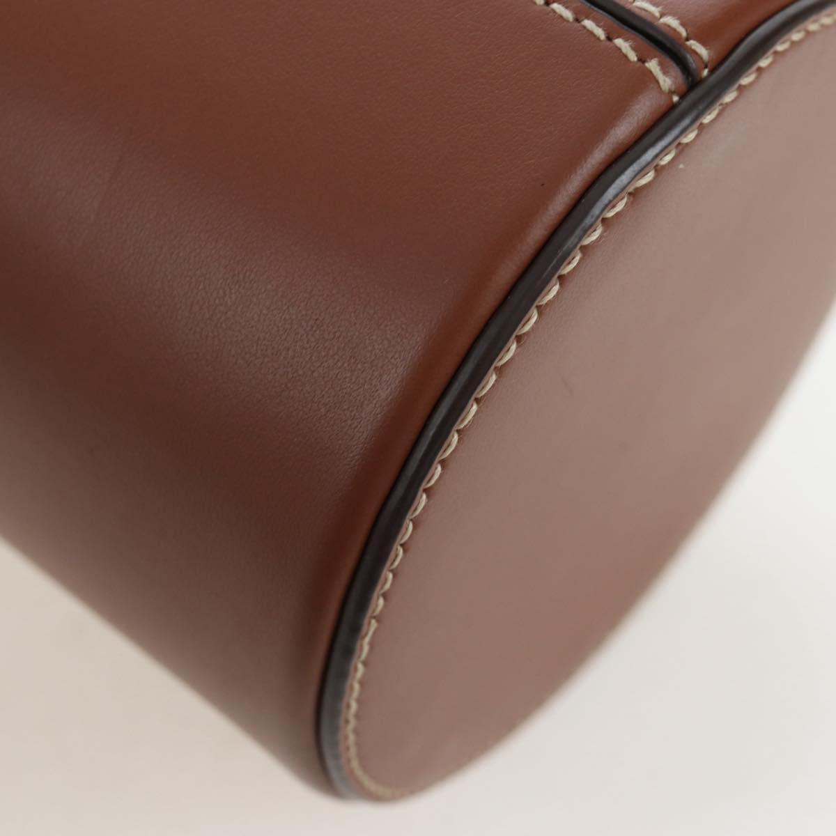 Miu Miu Hand Bag Leather 2way Brown Gold Tone Auth bs37103M