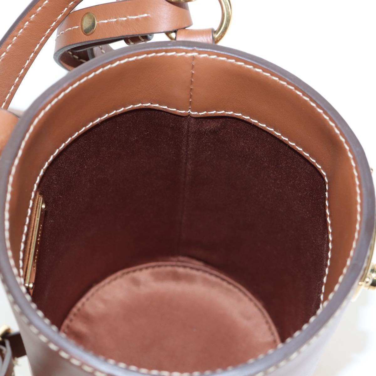 Miu Miu Hand Bag Leather 2way Brown Gold Tone Auth bs37103M