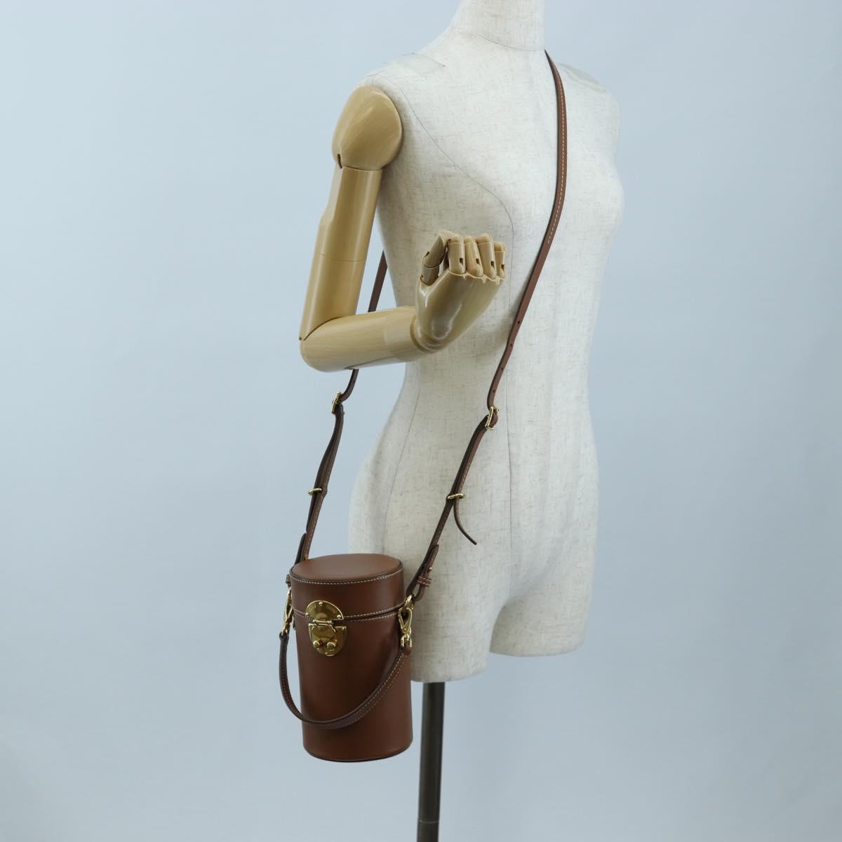 Miu Miu Hand Bag Leather 2way Brown Gold Tone Auth bs37103M