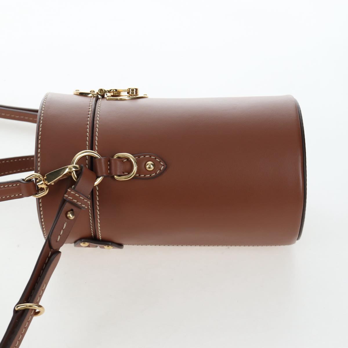 Miu Miu Hand Bag Leather 2way Brown Gold Tone Auth bs37103M
