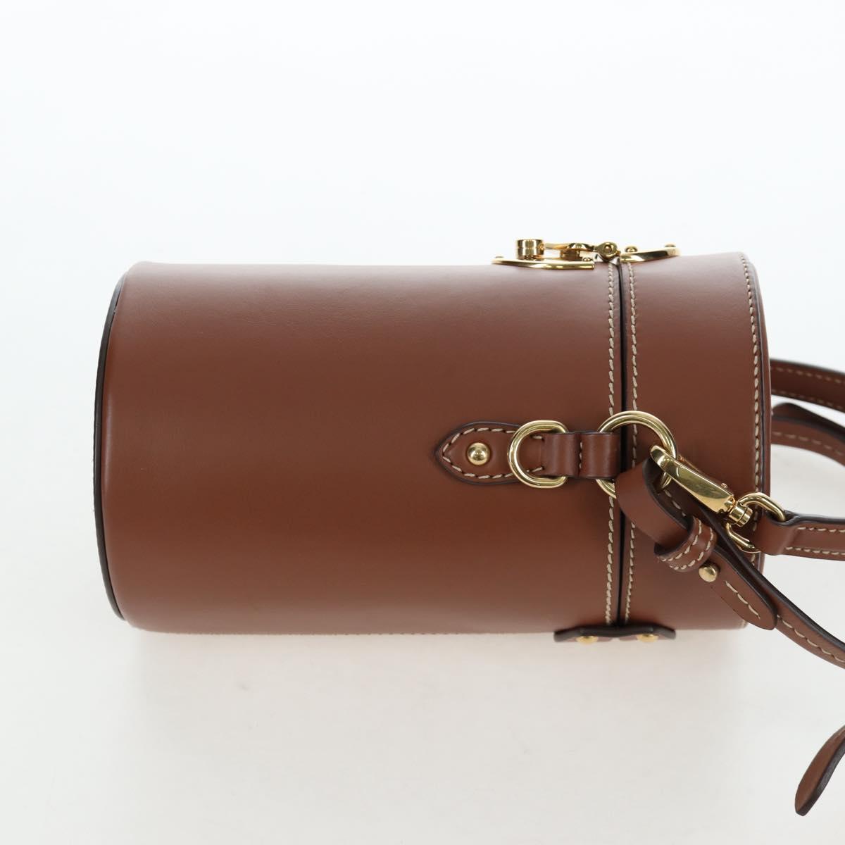 Miu Miu Hand Bag Leather 2way Brown Gold Tone Auth bs37103M