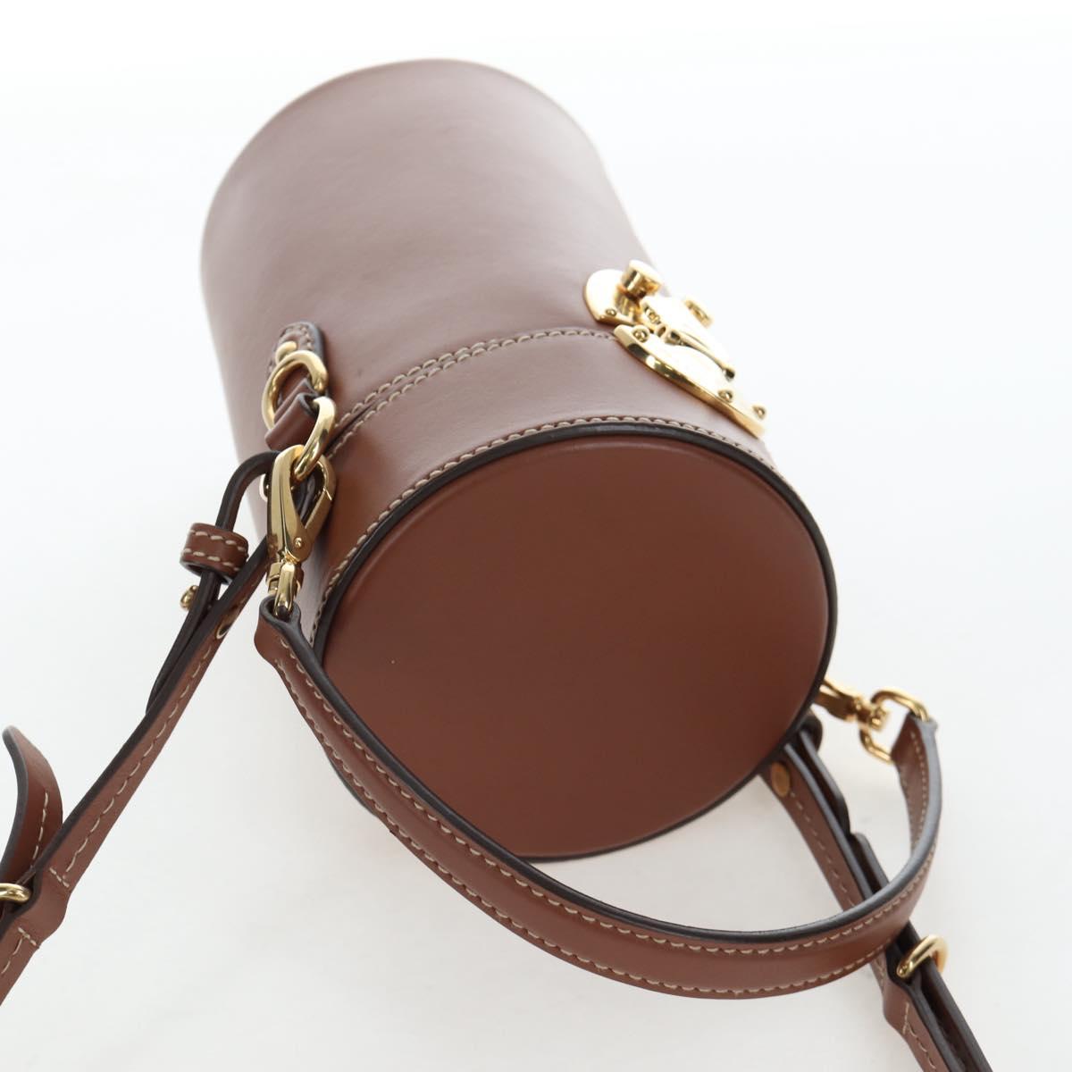 Miu Miu Hand Bag Leather 2way Brown Gold Tone Auth bs37103M