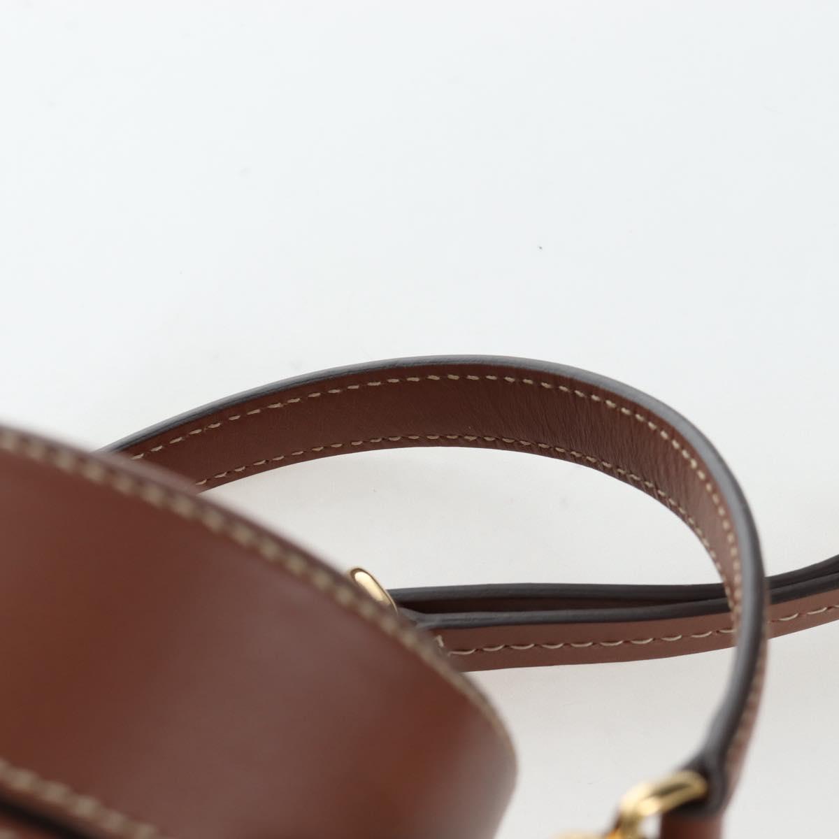 Miu Miu Hand Bag Leather 2way Brown Gold Tone Auth bs37103M