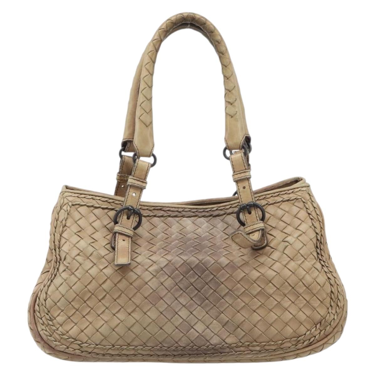 BOTTEGA VENETA INTRECCIATO Hand Bag Leather Beige 180176 Auth bs37104