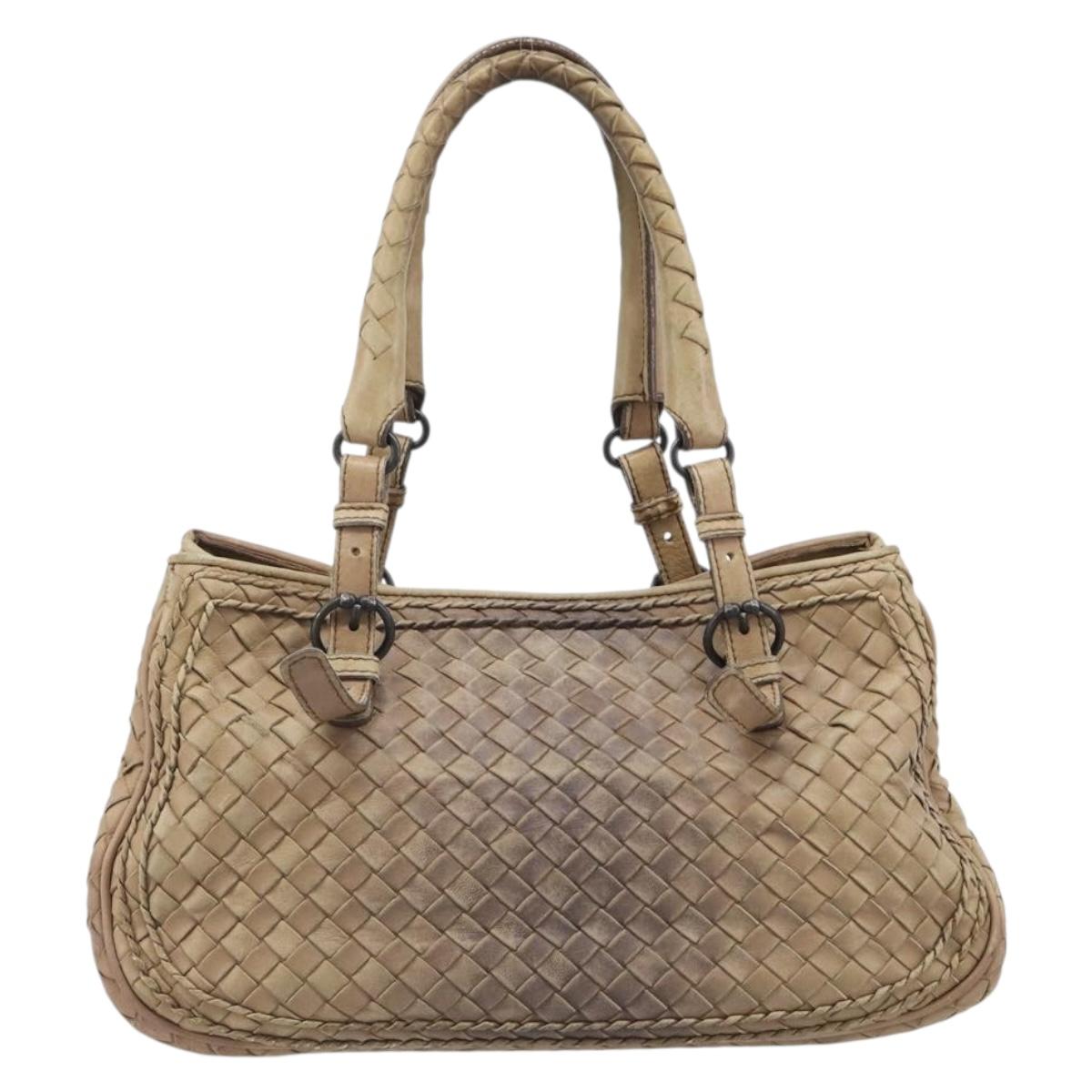 BOTTEGA VENETA INTRECCIATO Hand Bag Leather Beige 180176 Auth bs37104