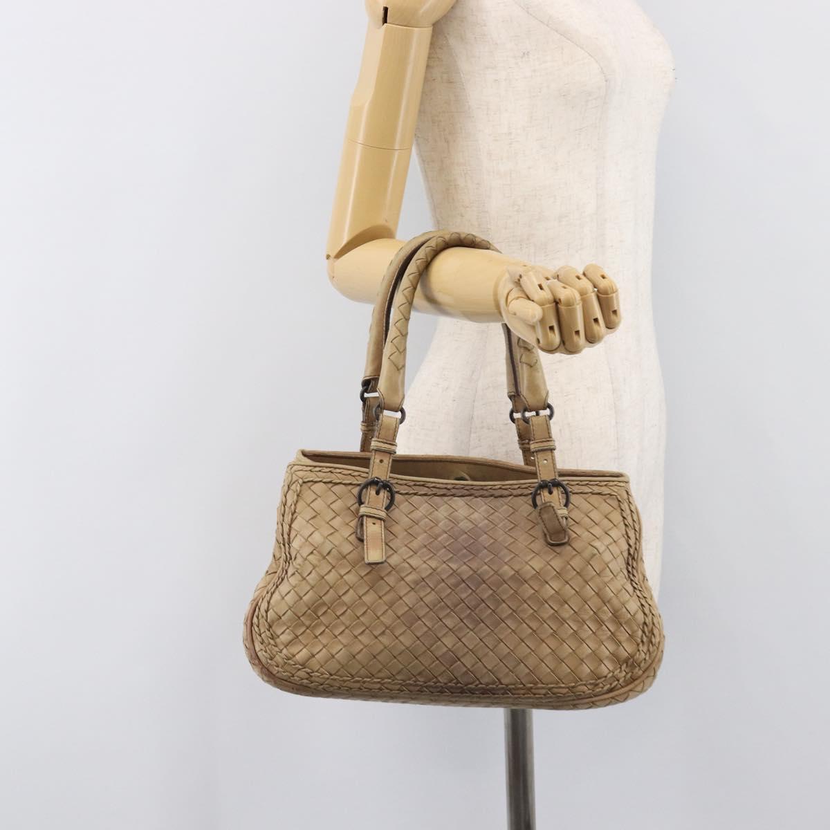BOTTEGA VENETA INTRECCIATO Hand Bag Leather Beige 180176 Auth bs37104