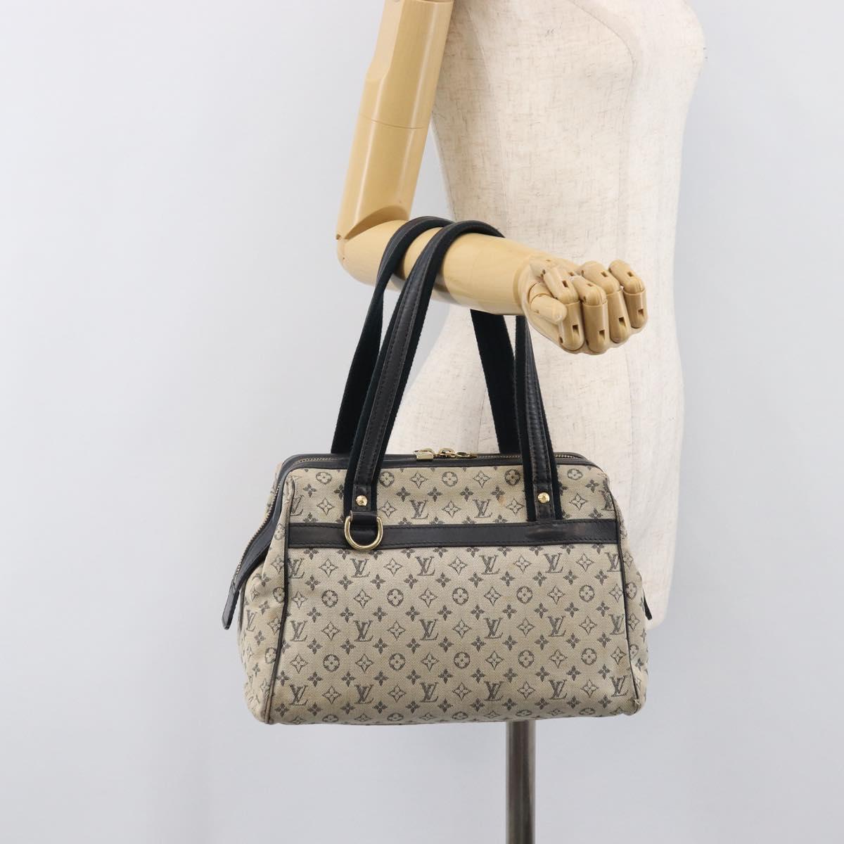 LOUIS VUITTON Monogram Mini Josephine PM Hand Bag Blue M92049 LV Auth bs37106