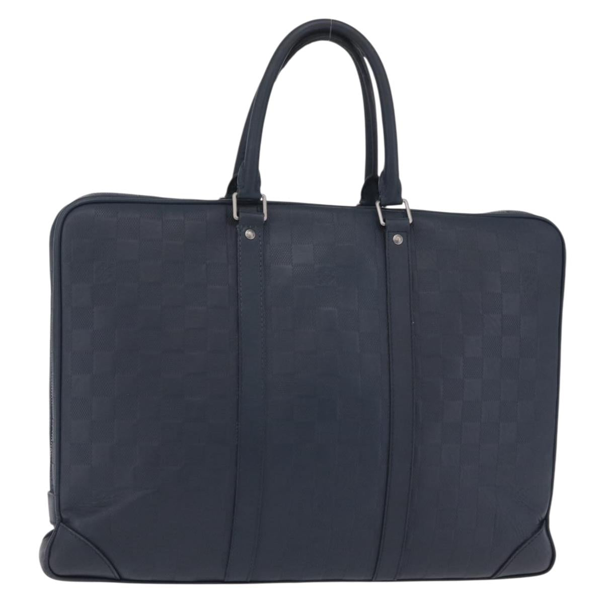 LOUIS VUITTON Damier Infini Porte Documents Voyage Bag Blue N41291 Auth bs37113