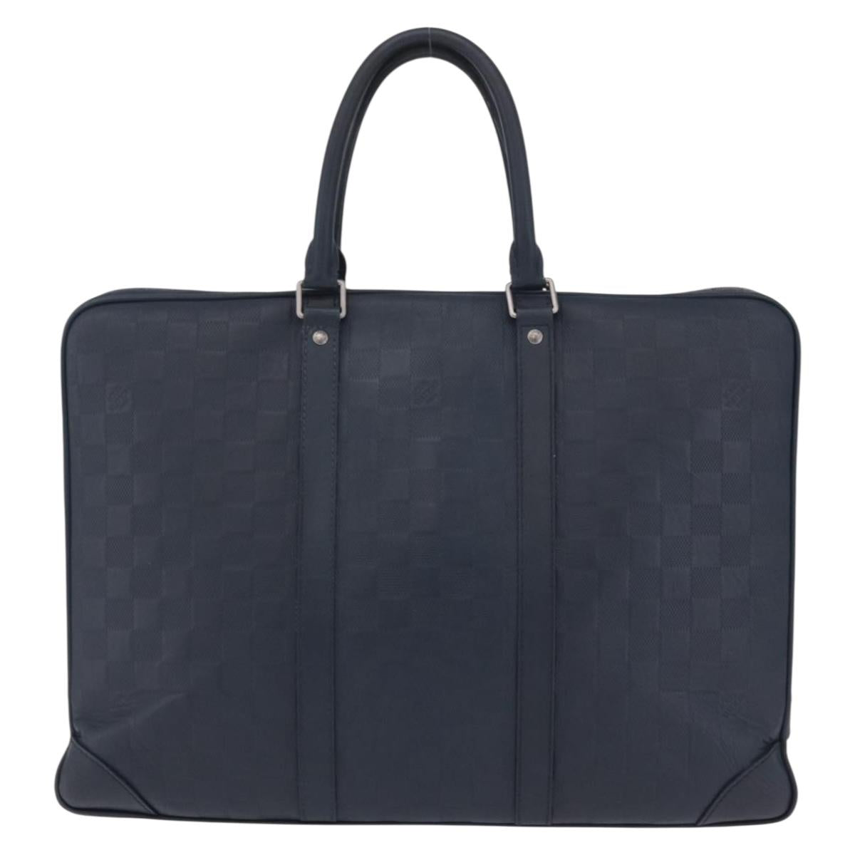 LOUIS VUITTON Damier Infini Porte Documents Voyage Bag Blue N41291 Auth bs37113