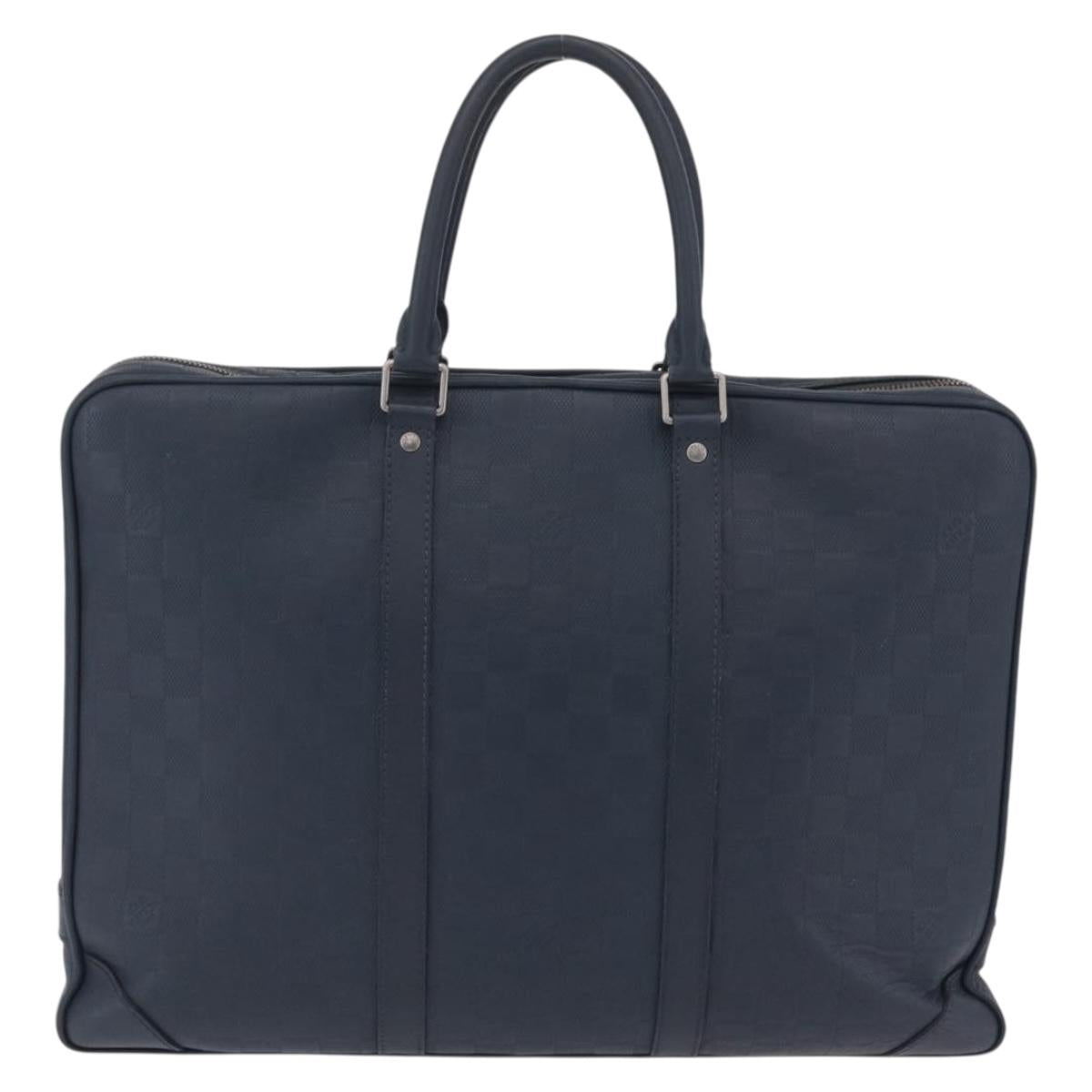 LOUIS VUITTON Damier Infini Porte Documents Voyage Bag Blue N41291 Auth bs37113