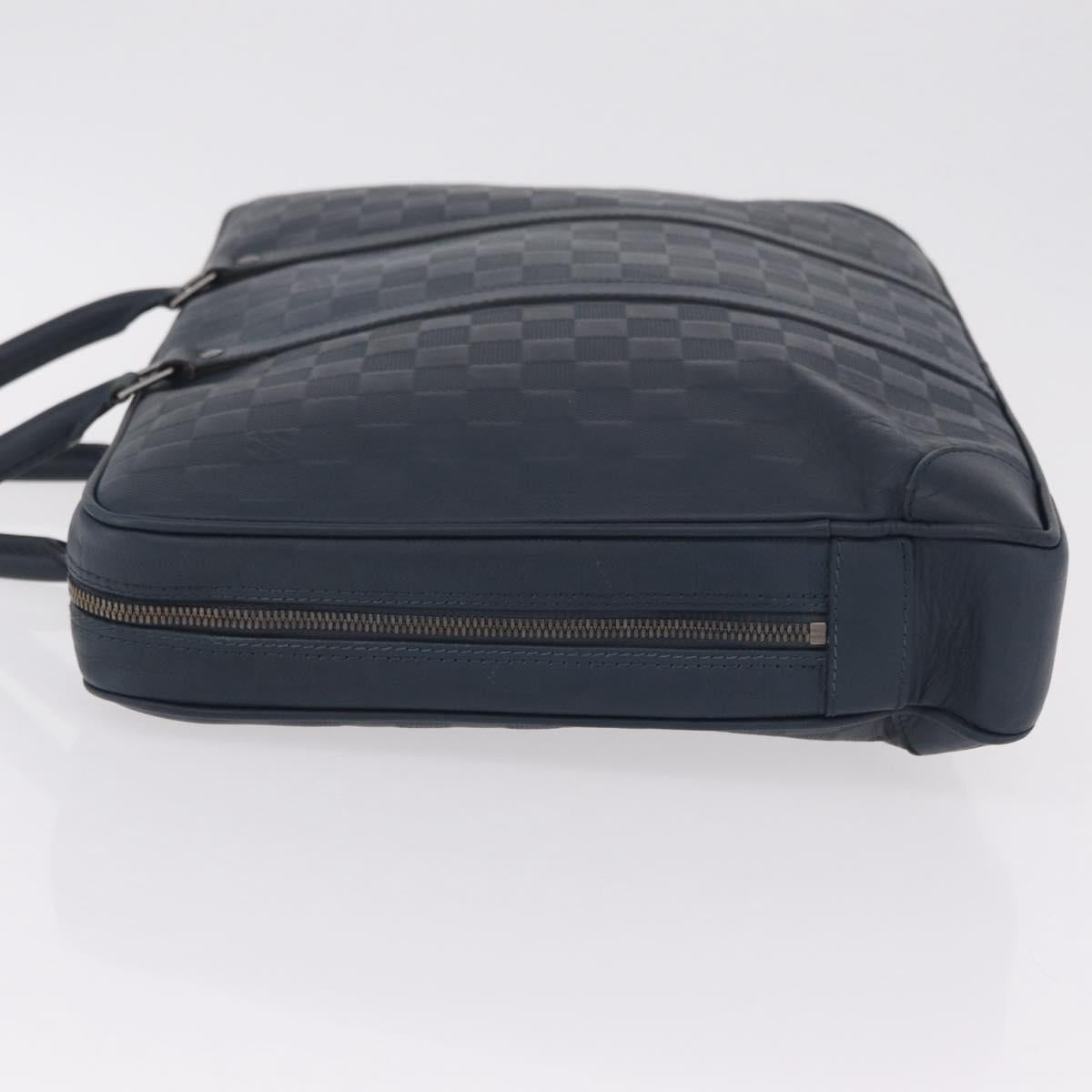 LOUIS VUITTON Damier Infini Porte Documents Voyage Bag Blue N41291 Auth bs37113
