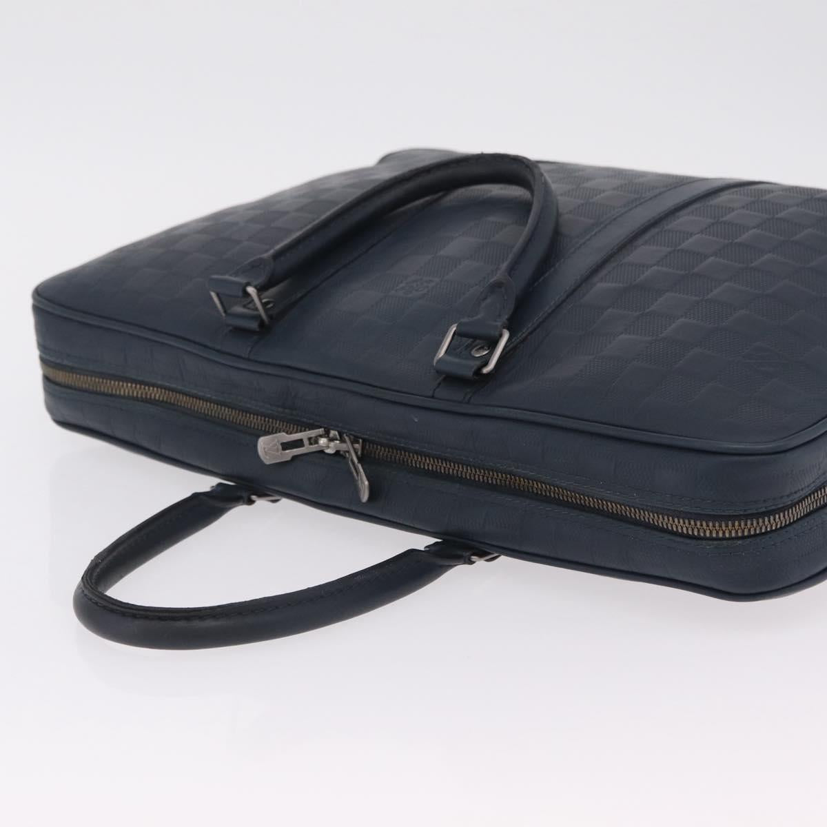LOUIS VUITTON Damier Infini Porte Documents Voyage Bag Blue N41291 Auth bs37113