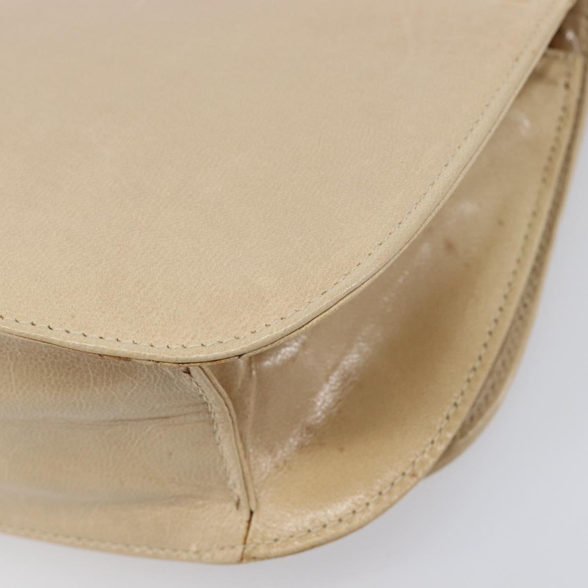 PRADA Chain Shoulder Bag Leather Beige Auth bs37117