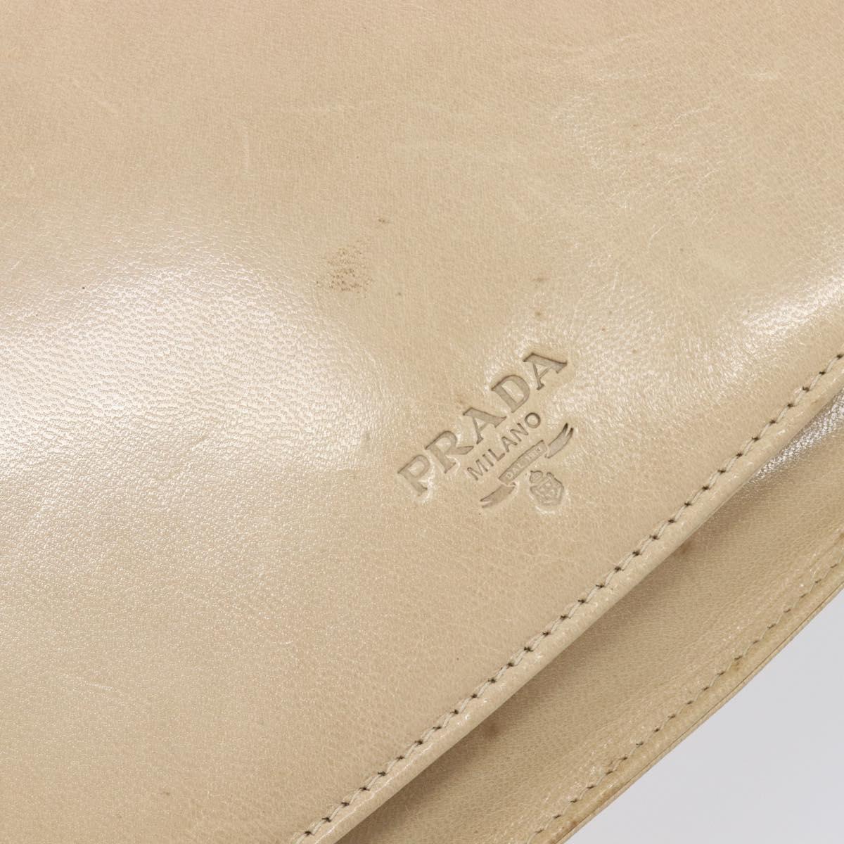 PRADA Chain Shoulder Bag Leather Beige Auth bs37117