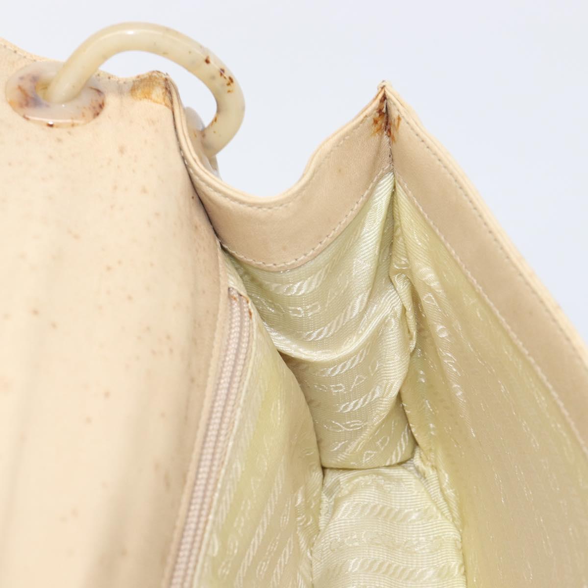 PRADA Chain Shoulder Bag Leather Beige Auth bs37117