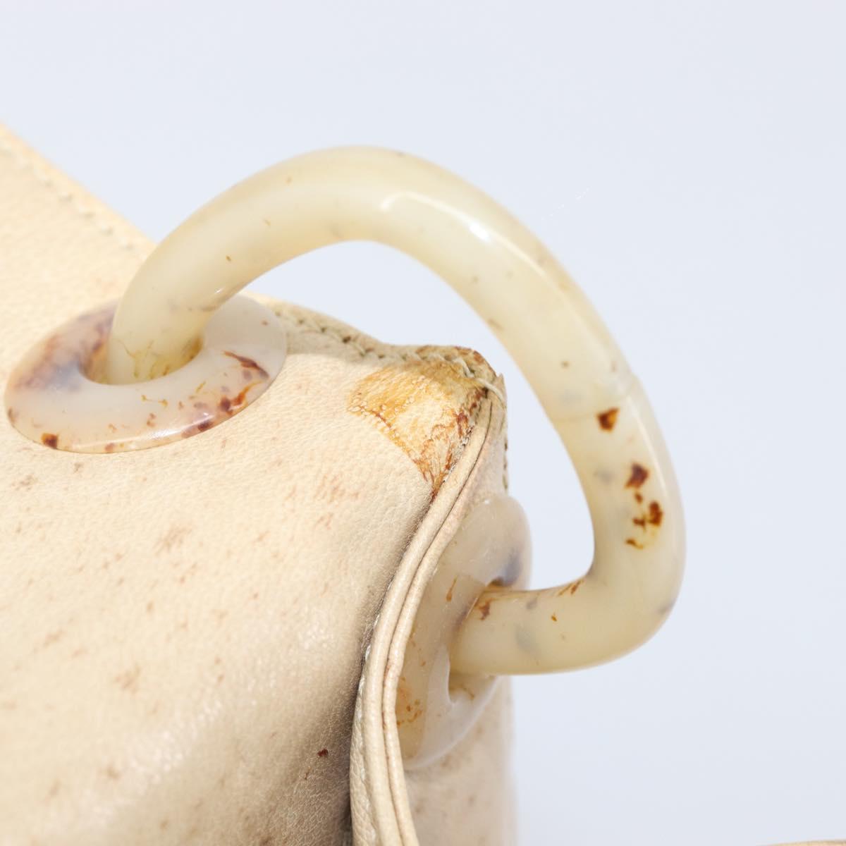 PRADA Chain Shoulder Bag Leather Beige Auth bs37117