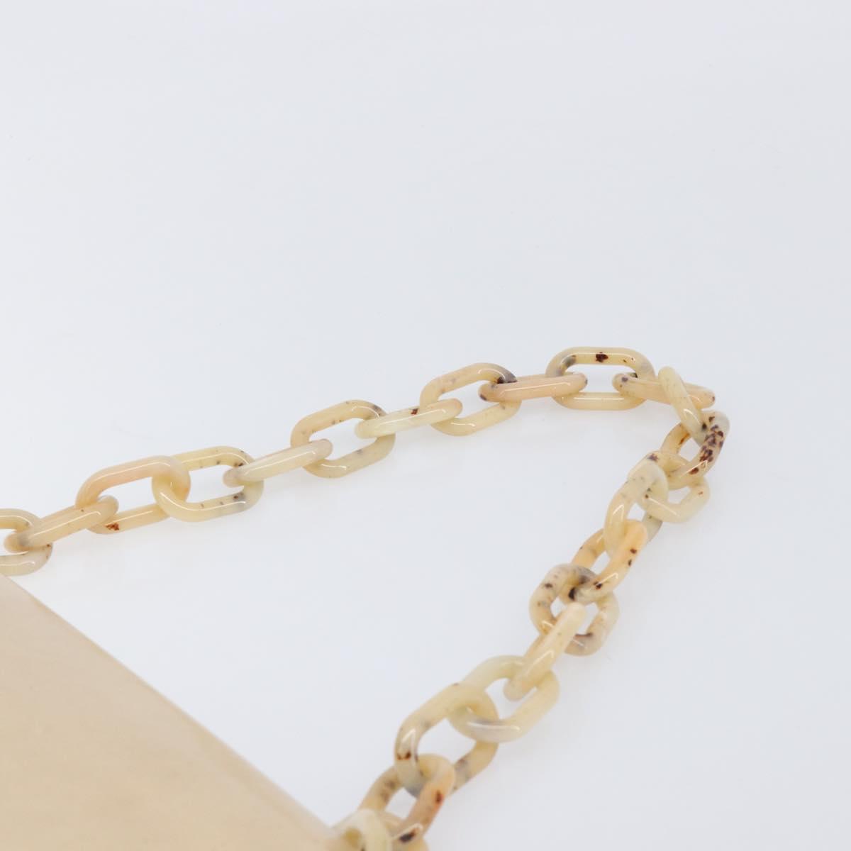 PRADA Chain Shoulder Bag Leather Beige Auth bs37117