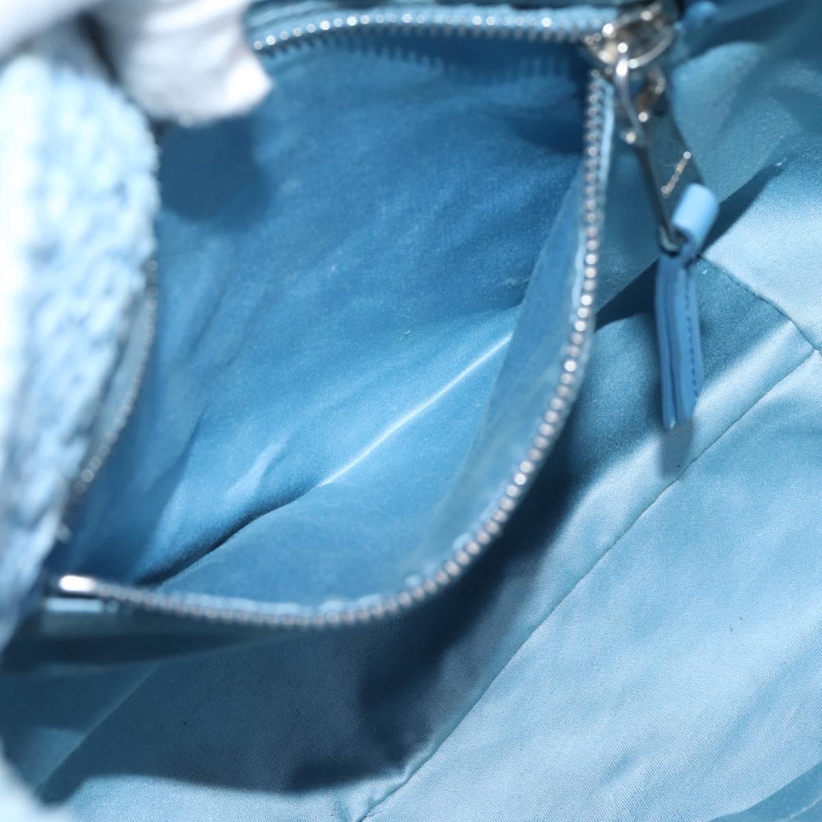 Miu Miu Shoulder Bag Raffia Blue Silver Auth bs37118A