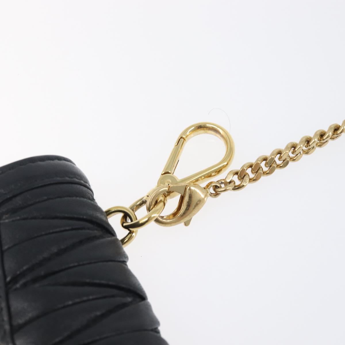 Miu Miu Matelasse Chain Shoulder Pouch Leather Black Gold Tone Auth bs37119V