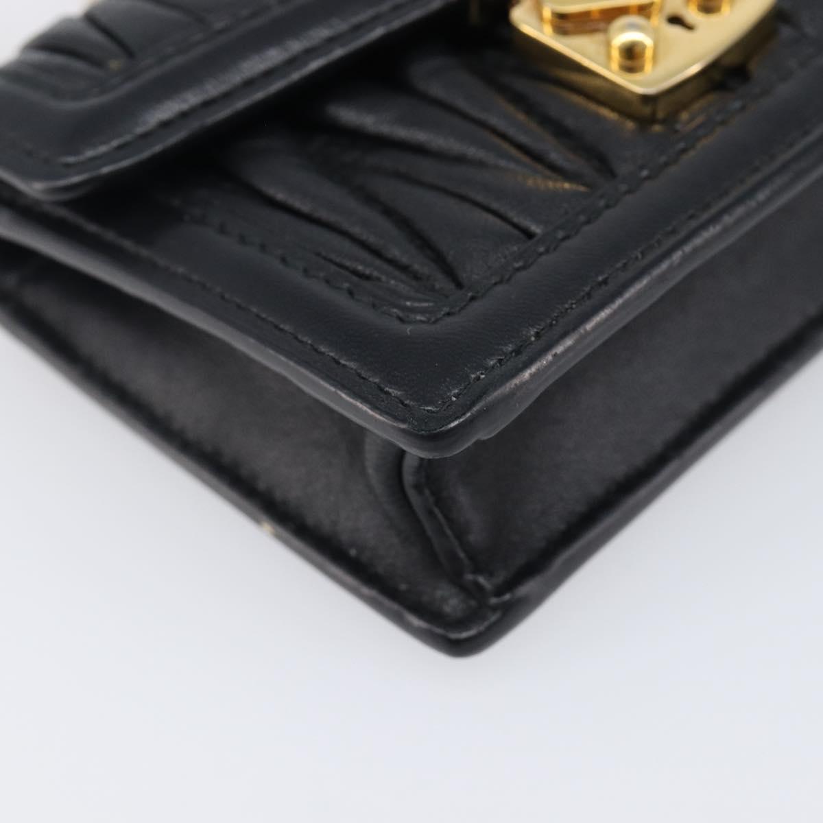 Miu Miu Matelasse Chain Shoulder Pouch Leather Black Gold Tone Auth bs37119V