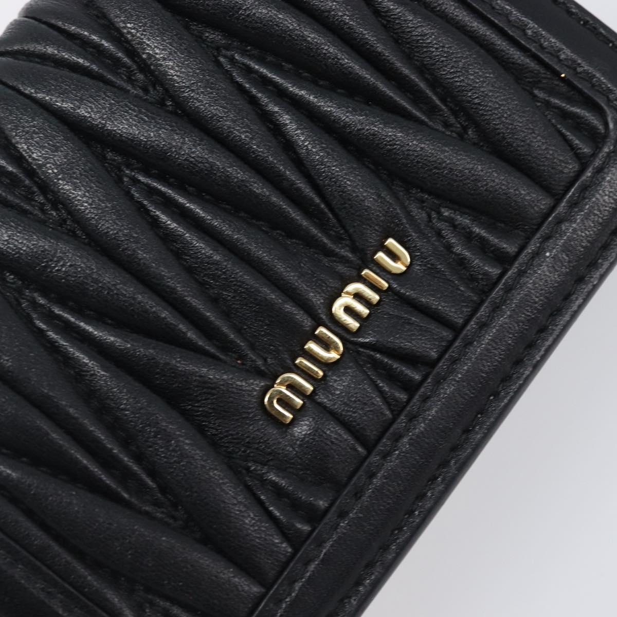 Miu Miu Matelasse Chain Shoulder Pouch Leather Black Gold Tone Auth bs37119V