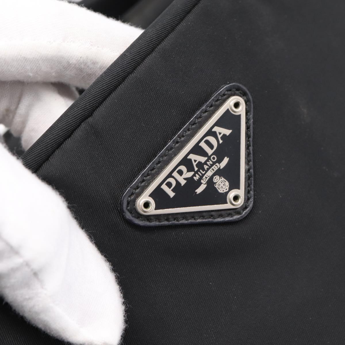PRADA Hand Bag Nylon Black Silver Auth bs37120