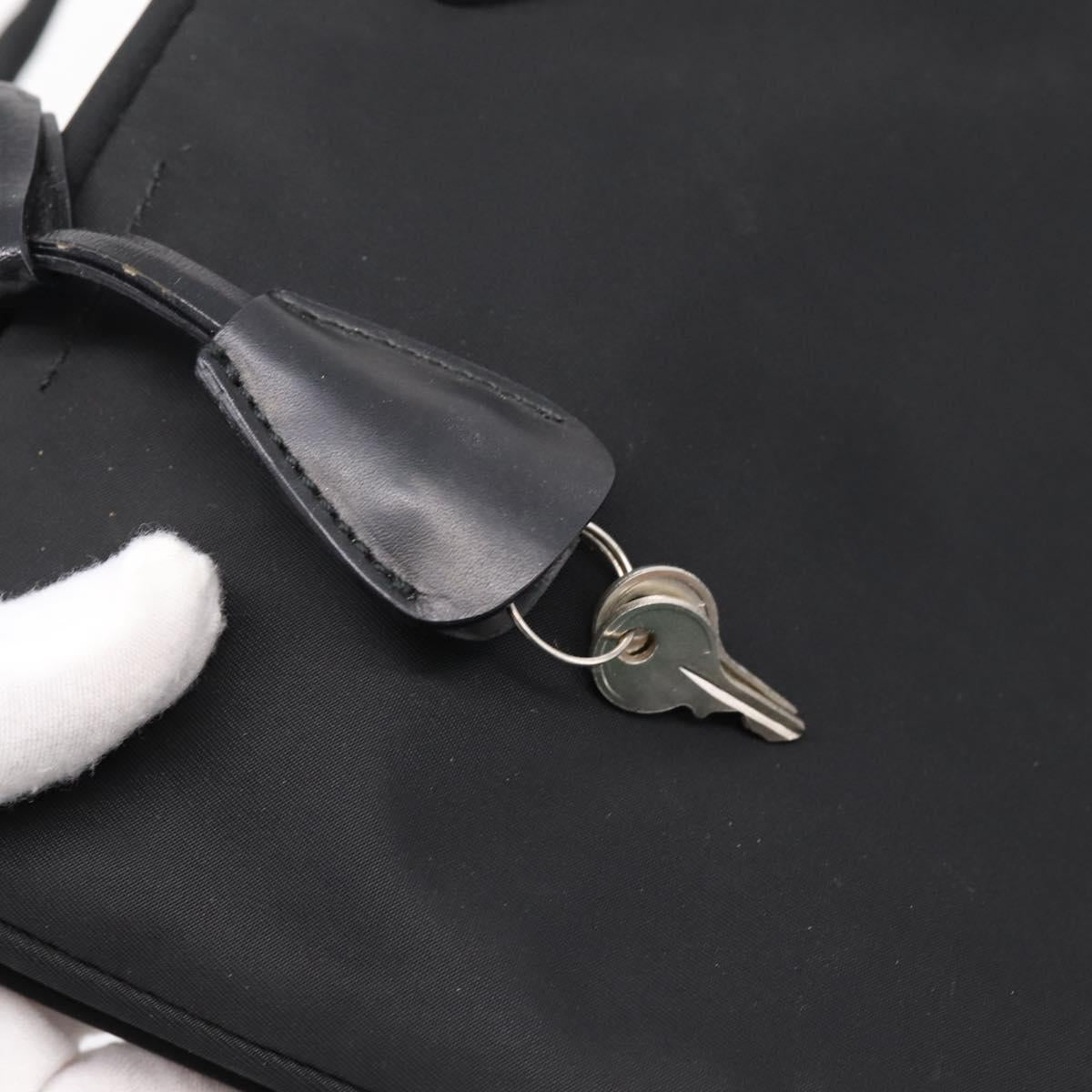 PRADA Hand Bag Nylon Black Silver Auth bs37120