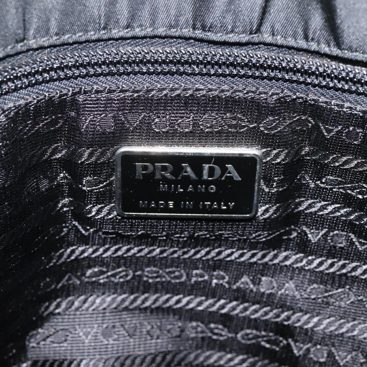 PRADA Hand Bag Nylon Black Silver Auth bs37120