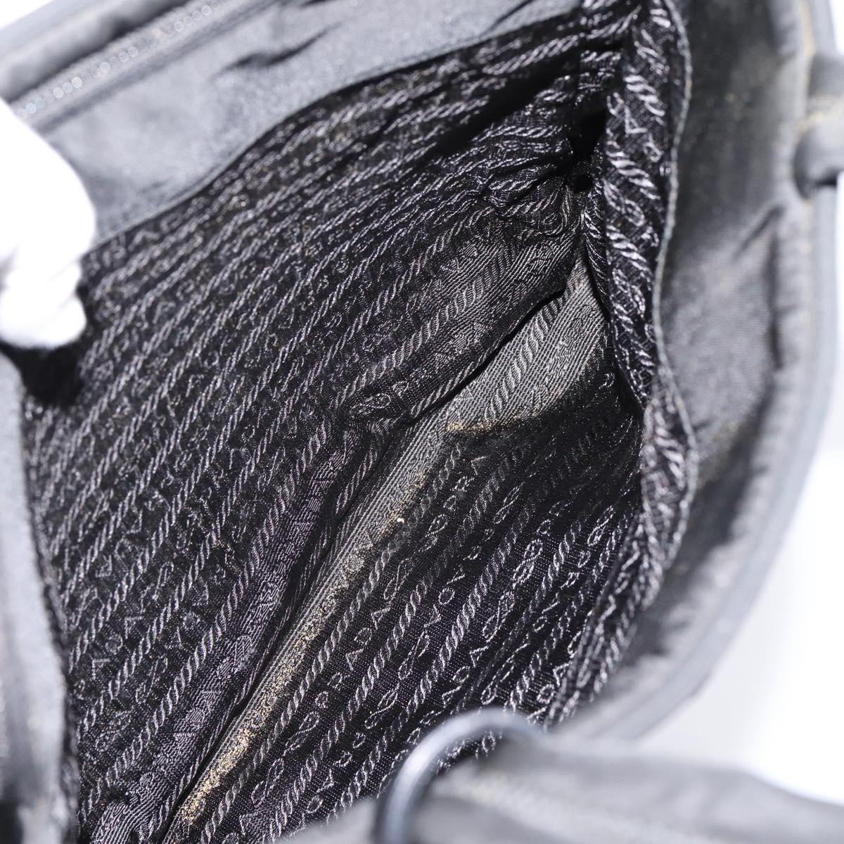 PRADA Hand Bag Nylon Black Silver Auth bs37120
