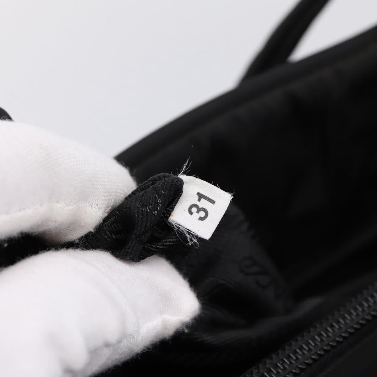PRADA Hand Bag Nylon Black Silver Auth bs37120