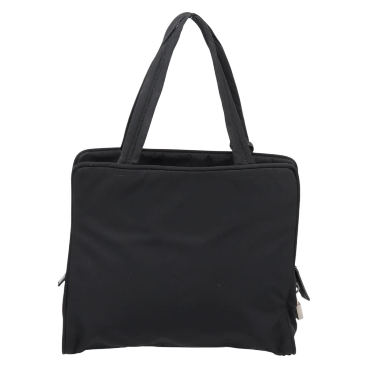 PRADA Hand Bag Nylon Black Silver Auth bs37120