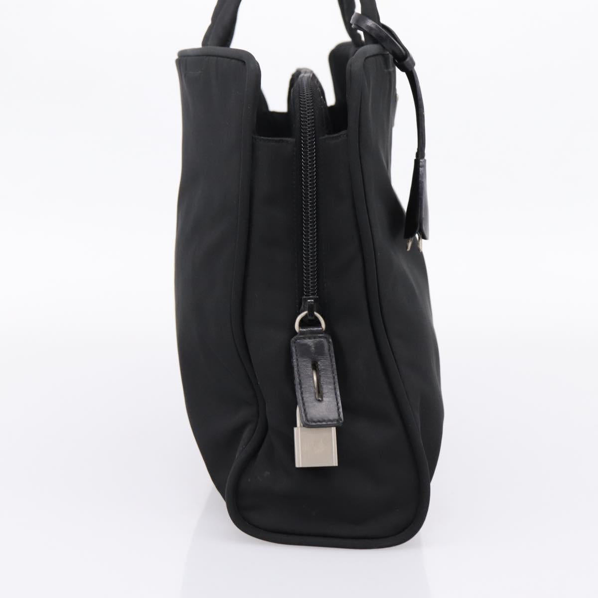 PRADA Hand Bag Nylon Black Silver Auth bs37120