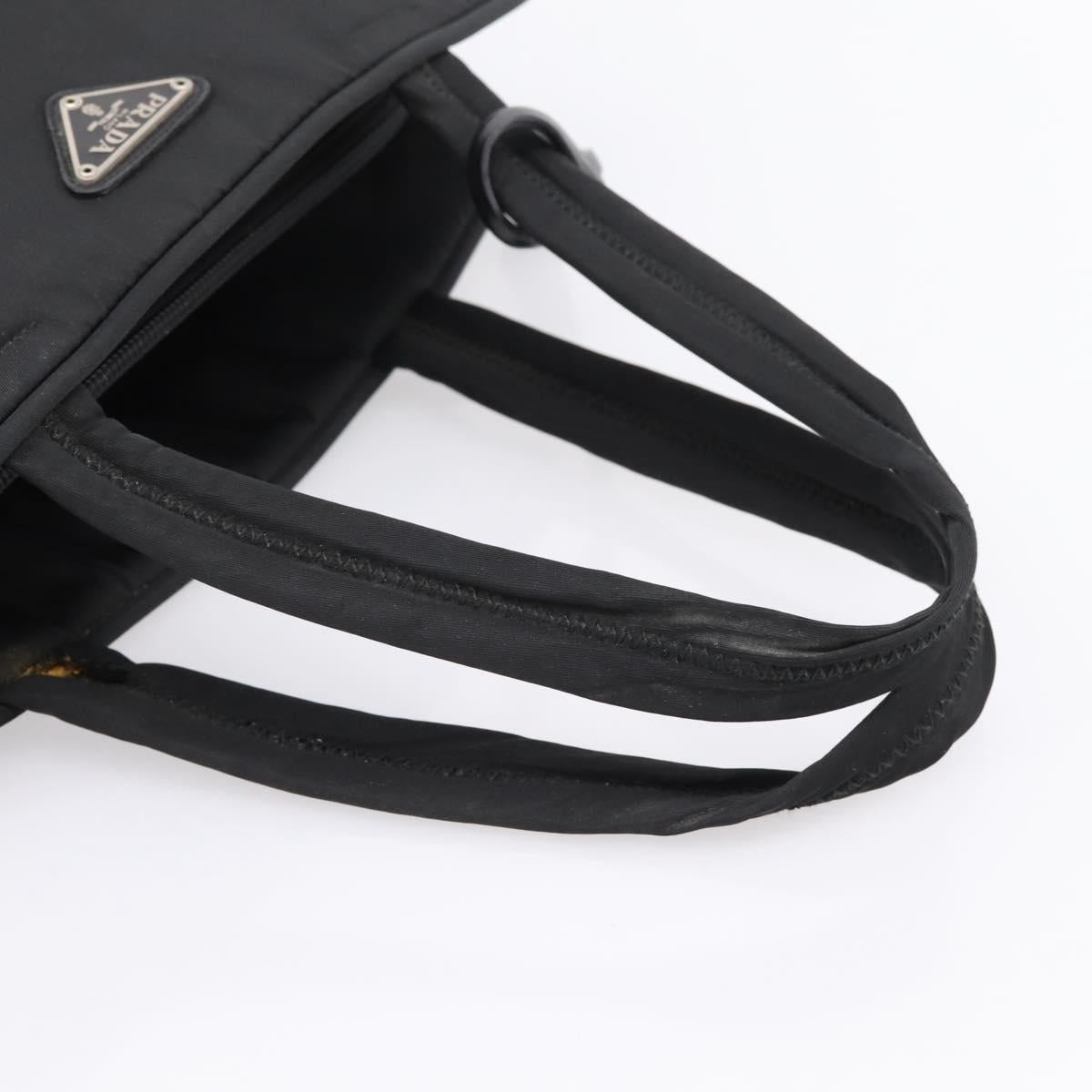 PRADA Hand Bag Nylon Black Silver Auth bs37120