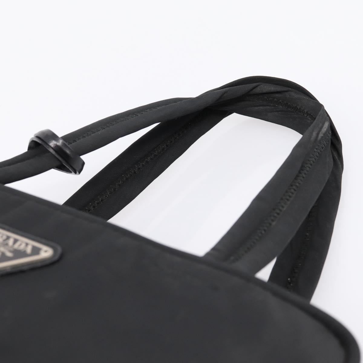 PRADA Hand Bag Nylon Black Silver Auth bs37120