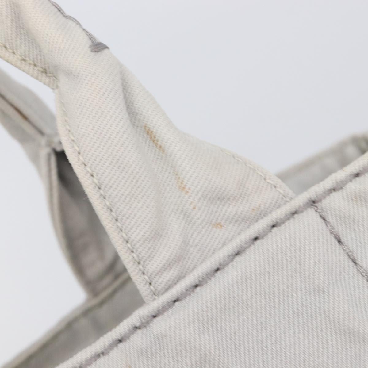 PRADA Canapa MM Hand Bag Canvas Light Blue Gold Tone Auth bs37121