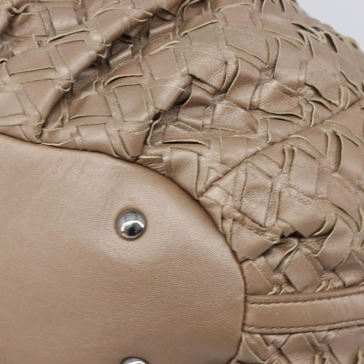 Miu Miu Hand Bag Leather Brown Silver Auth bs37122A