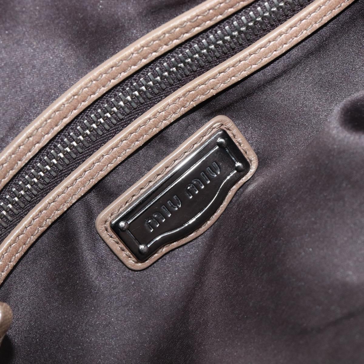 Miu Miu Hand Bag Leather Brown Silver Auth bs37122A