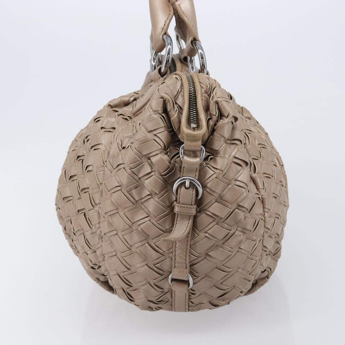 Miu Miu Hand Bag Leather Brown Silver Auth bs37122A