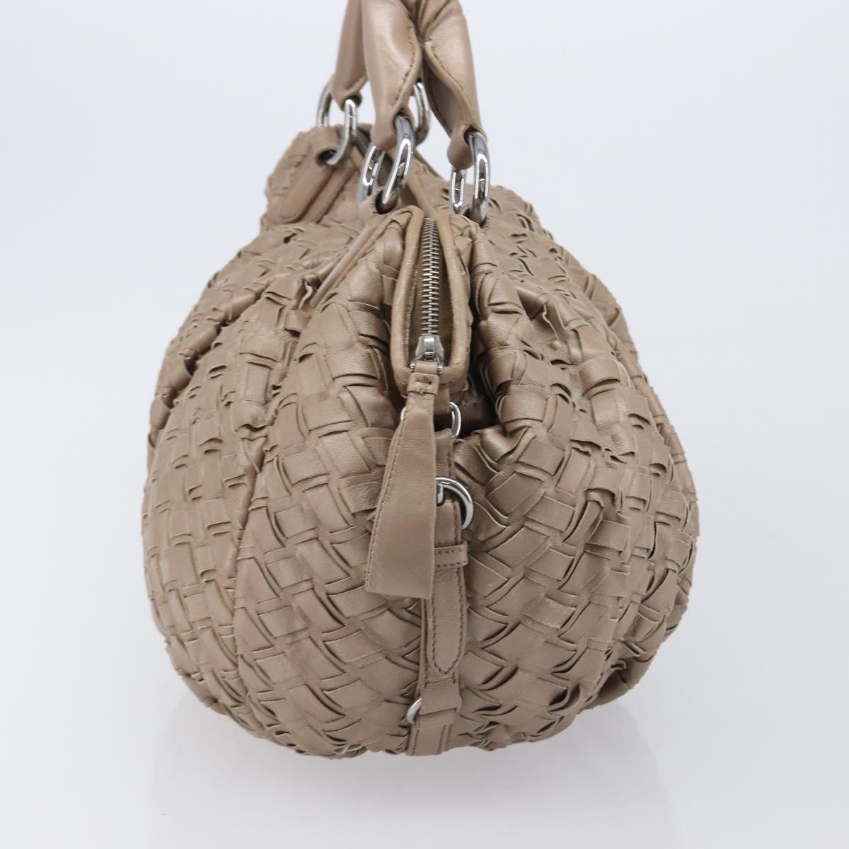 Miu Miu Hand Bag Leather Brown Silver Auth bs37122A